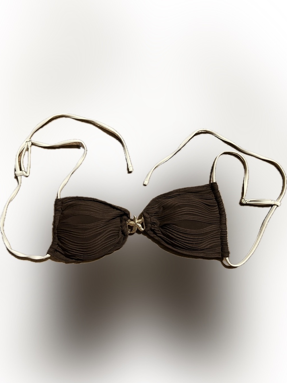 Women’s XL Brown Bikini Top With Gold Metal Starfish